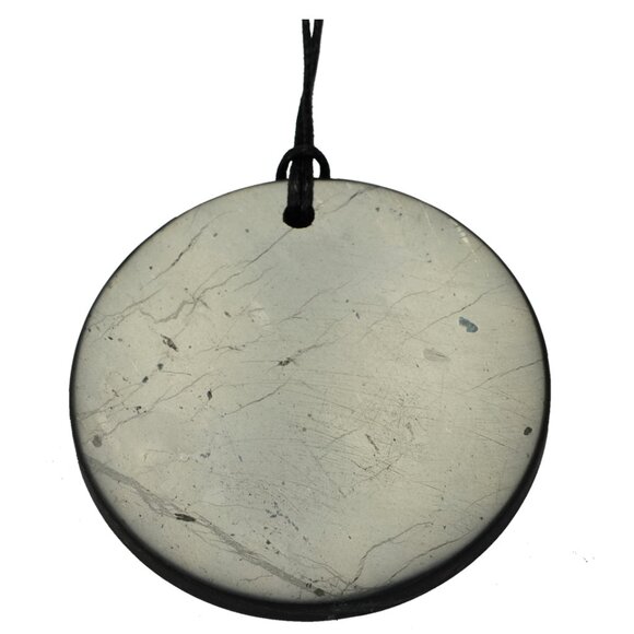 Shungite Stone Pendant Genuine Mineral EMF Shield Protection Amulet Circle 2inch - Picture 2 of 3